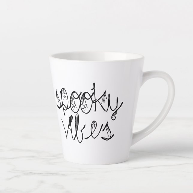 Tasse Latte Vibrations Sombres Araignées Abstraites (Droite)
