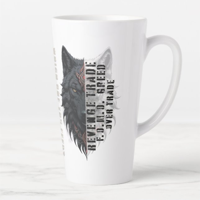 Tasse Latte Vie du professionnel | Loup blanc avant | Dos loup (Droite)
