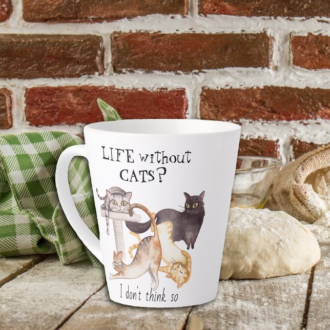 Tasse Latte Vie mignonne sans chats (Créateur téléchargé)
