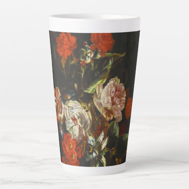 Tasse Latte Vie morte vintage avec fleurs (Devant)