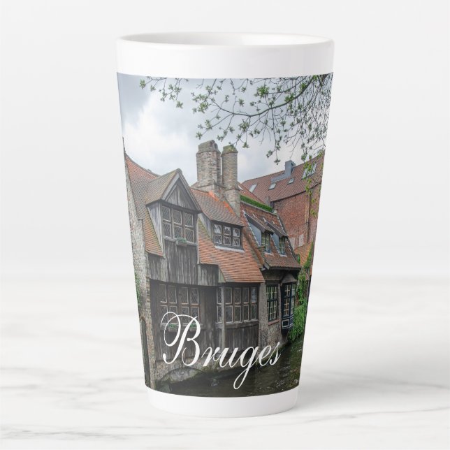 Tasse Latte Vieille ville de Bruges en Belgique (Devant)