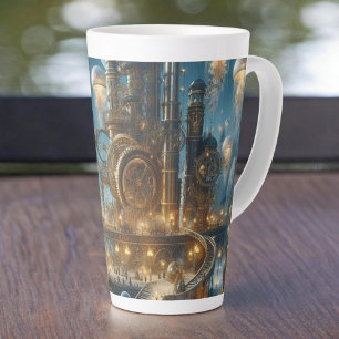 Tasse Latte Ville ancienne futuriste Steampunk avec méduses