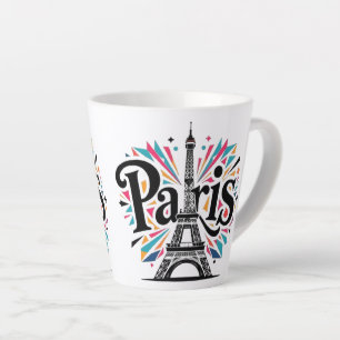 Tasse Latte Ville des Lumières : Art de typographie gras de Pa