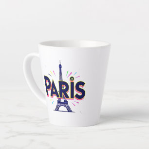 Tasse Latte Ville des Lumières : Art typographique gras de Par