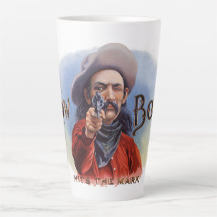 Tasse Latte Vintage Cigar Étiquette Art, Cowboy frappe la marq