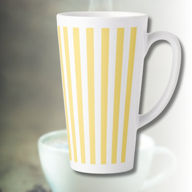 Tasse Latte Vintage Classique Jaune & Blancs (Créateur téléchargé)