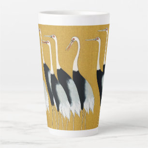 Tasse Latte Vintage Crane Rouge Couronné Japonais Art Doré