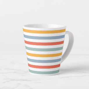 Tasse Latte Vintage des années 1970 Inspiré de rayures multico