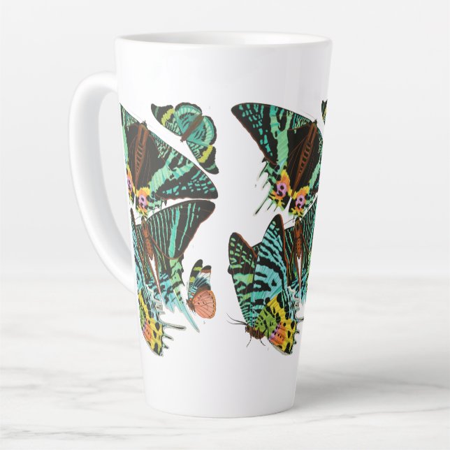 Tasse Latte Vintage E.A. Séguy's Green butterflies (Angle gauche)