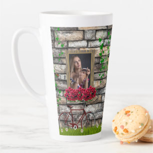 Tasse Latte Vintage Fairytale Vélo Roses cadre photo fille