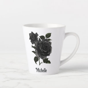 Tasse Latte Vintage gothique noir Roses personnalisés