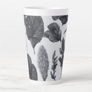 Tasse Latte Vintage noir et blanc design botanique grand
