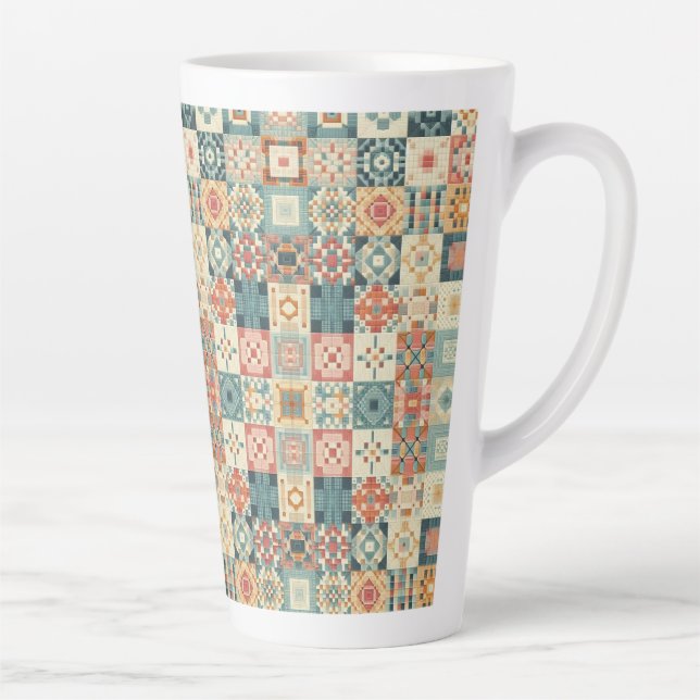 Tasse Latte Vintage, patchwork, paré (Droite)