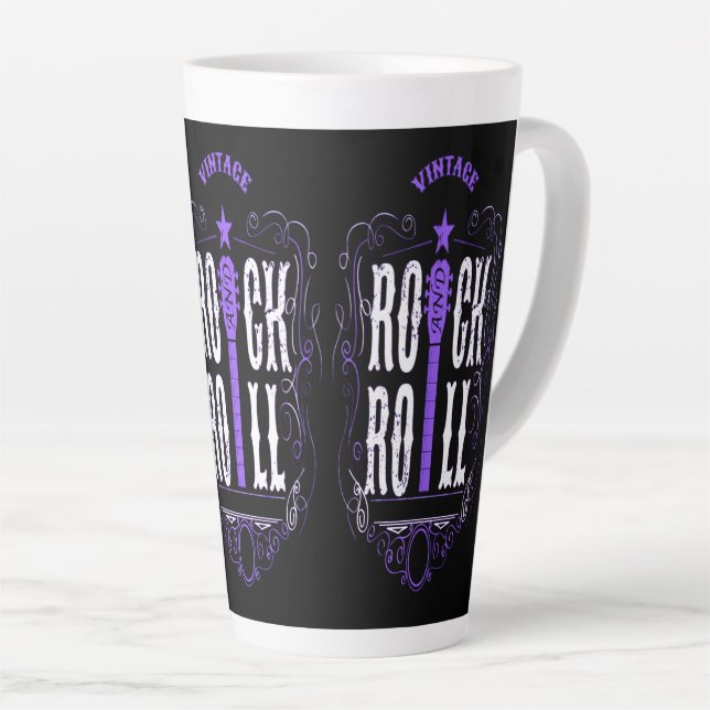 Tasse Latte Vintage Rock & Roll Purple (Angle droit)