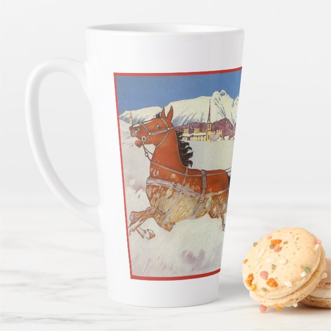 Tasse Latte Vintage voyage, hiver en Engadin Suisse (En situation)