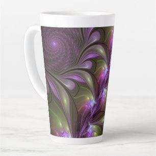 Tasse Latte Violet Abstrait violet violet kaki fractal