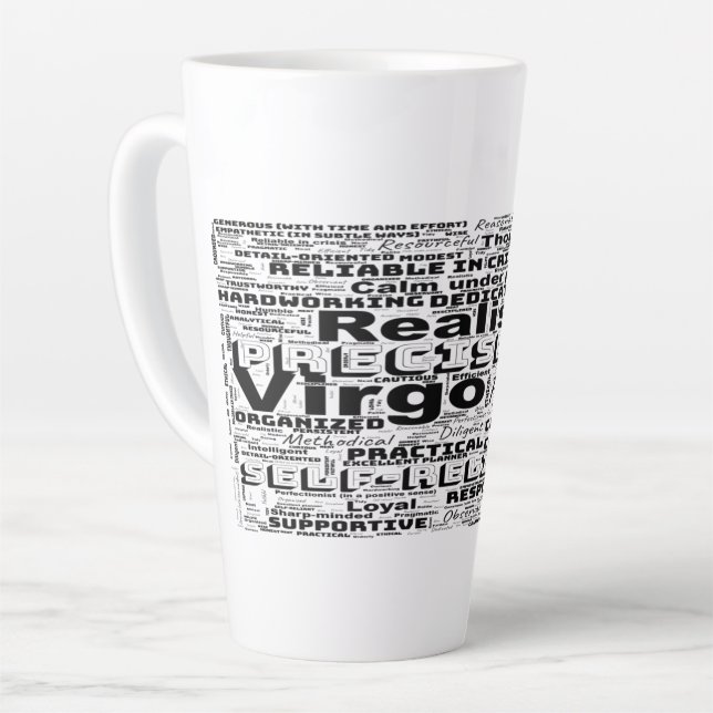 Tasse Latte Virgo Zodiac Mot Cloud Inspiration (Angle gauche)