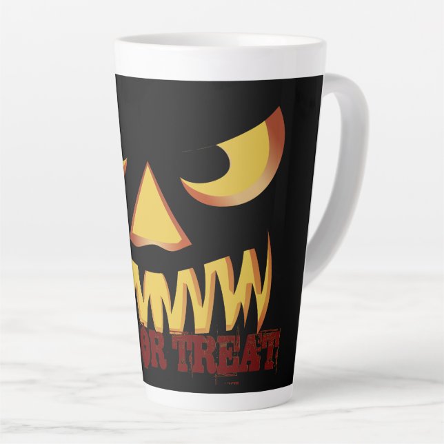 Tasse Latte Visage de citrouille 2 (Angle droit)