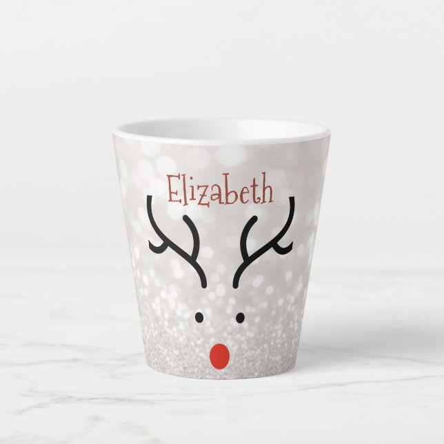 Tasse Latte Visage de renne adorable, Bokeh  (Devant)