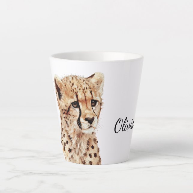 Tasse Latte Visage personnalisé Cheetah (Devant)