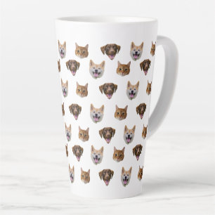 Tasse Latte Visage personnalisé Chien, Chien Chat Maman Photo 
