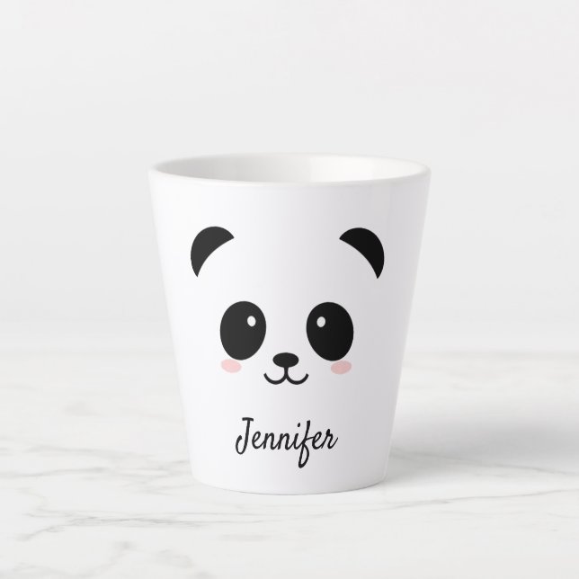 Tasse Latte Visage personnalisé de Panda Kawaii (Devant)