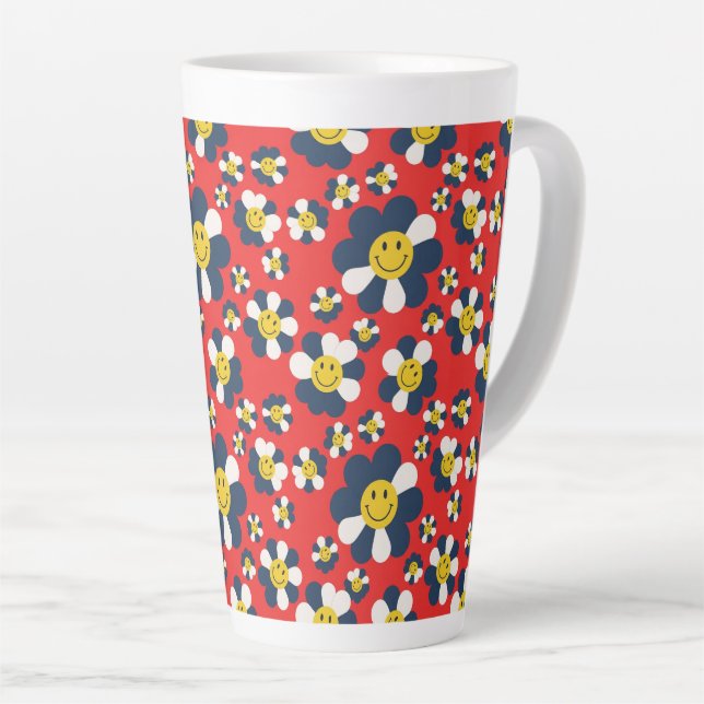 Tasse Latte Visage Souriant Rétro Patriote (Angle droit)