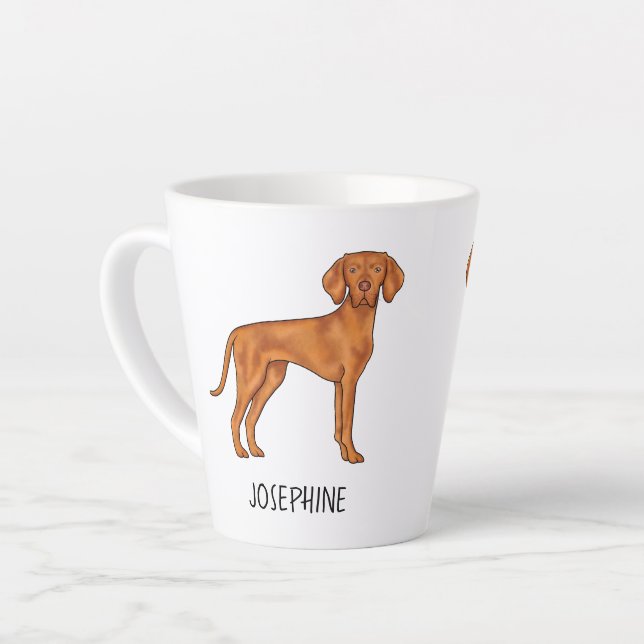 Tasse Latte Vizsla Hongroise Cute Pointer Chien Avec Nom Perso (Angle gauche)
