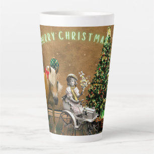 Tasse Latte Voeux de Noël Vintage Whimsical