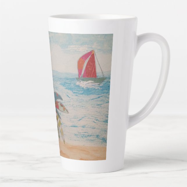 Tasse Latte Voiles rouges (Droite)