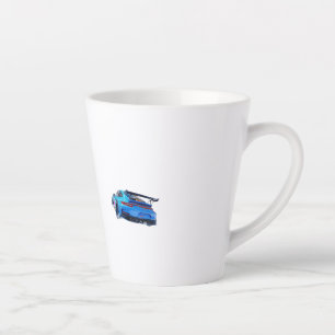 Tasse Latte Voiture de course bleue