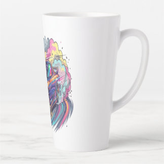 Tasse Latte Voiture de sport JDM colorée dérivant dans un nuag