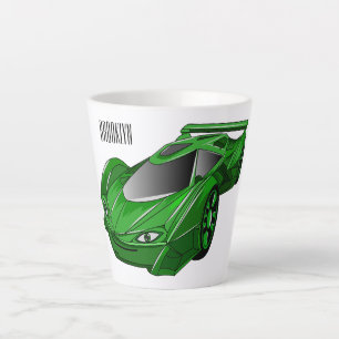 Tasse Latte Voiture de sport verte avec illustration airfos