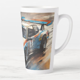 Tasse Latte Voiture Sporty Blue Racing
