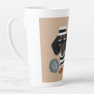 Tasse Latte Voleur de friandises teckel noir et marron oiseau