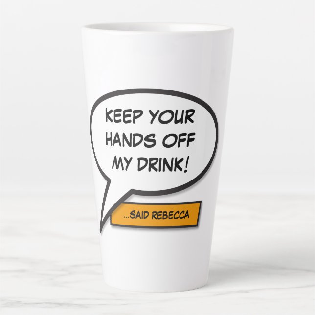 Tasse Latte Votre bulle de message de discours Fun Retro bande (Devant)