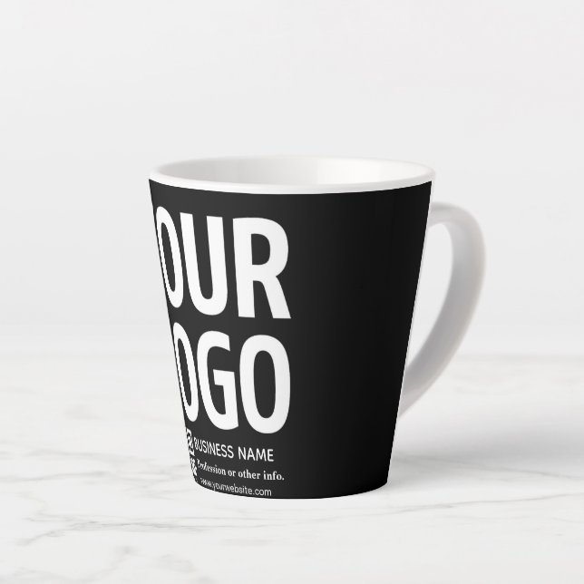 Tasse Latte Votre logo avec code QR et texte modifiables  (Angle droit)