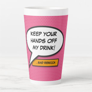 Tasse Latte Votre message Voix Bubble Amusant Retro Comique Li