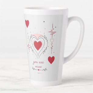 Tasse Latte Vous êtes à moi Minimaliste Ligne de cœur Art