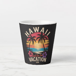 Tasse Latte Voyage à Hawaï 2026 Vacances d'été Plage