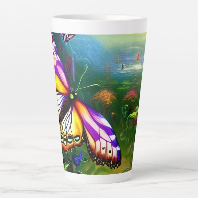 Tasse Latte Voyage de papillon Imaginaire (Devant)