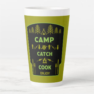 Tasse Latte Voyage De Pêche Et De Camp