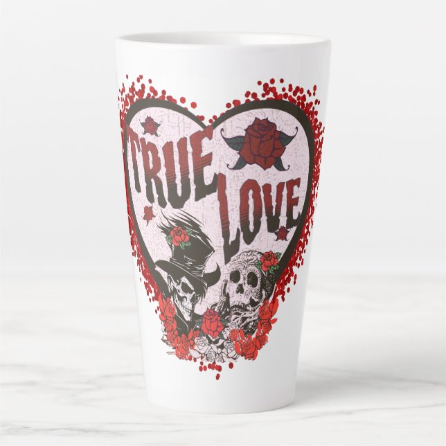 Tasse Latte Vrai amour Couple de crâne (Devant)