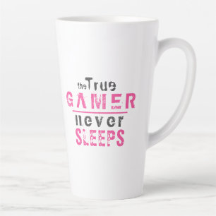 Tasse Latte Vrai joueur ne dort jamais Rose Fille Joueuse