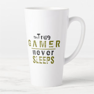 Tasse Latte Vrai joueur ne dort jamais typographie Joueur