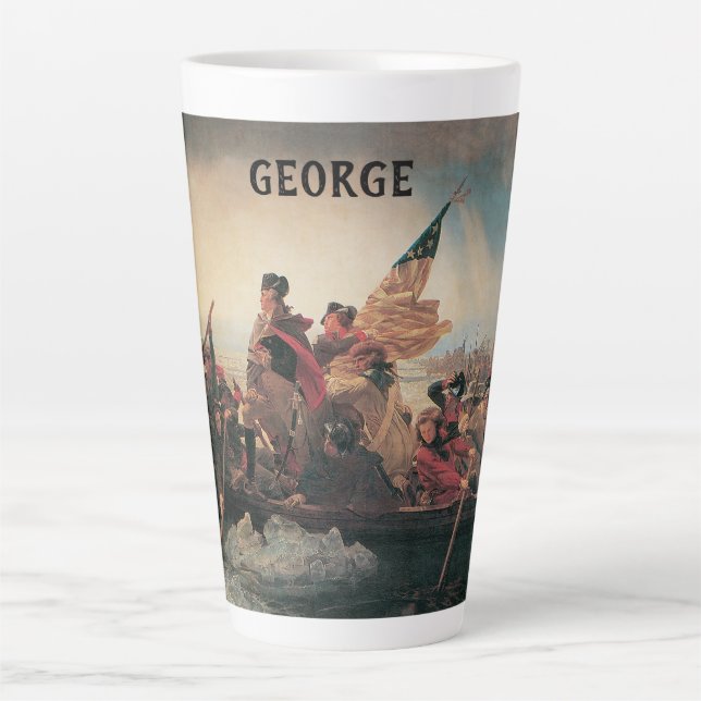 Tasse Latte Washington traversant le Delaware par Emanuel Leut (Devant)