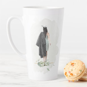Tasse Latte Watercolor Foliage Grad Girl Citation Inspirationn