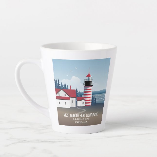 Tasse Latte West Quoddy Head Lighthouse (Gauche)