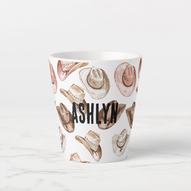Tasse Latte Western Cowgirl Pink Casquettes Brown (Devant)