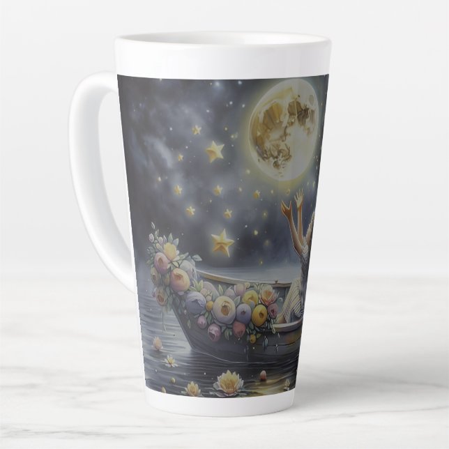 Tasse Latte Whimsical Girl Moon Dream Fantasy Scene (Angle gauche)